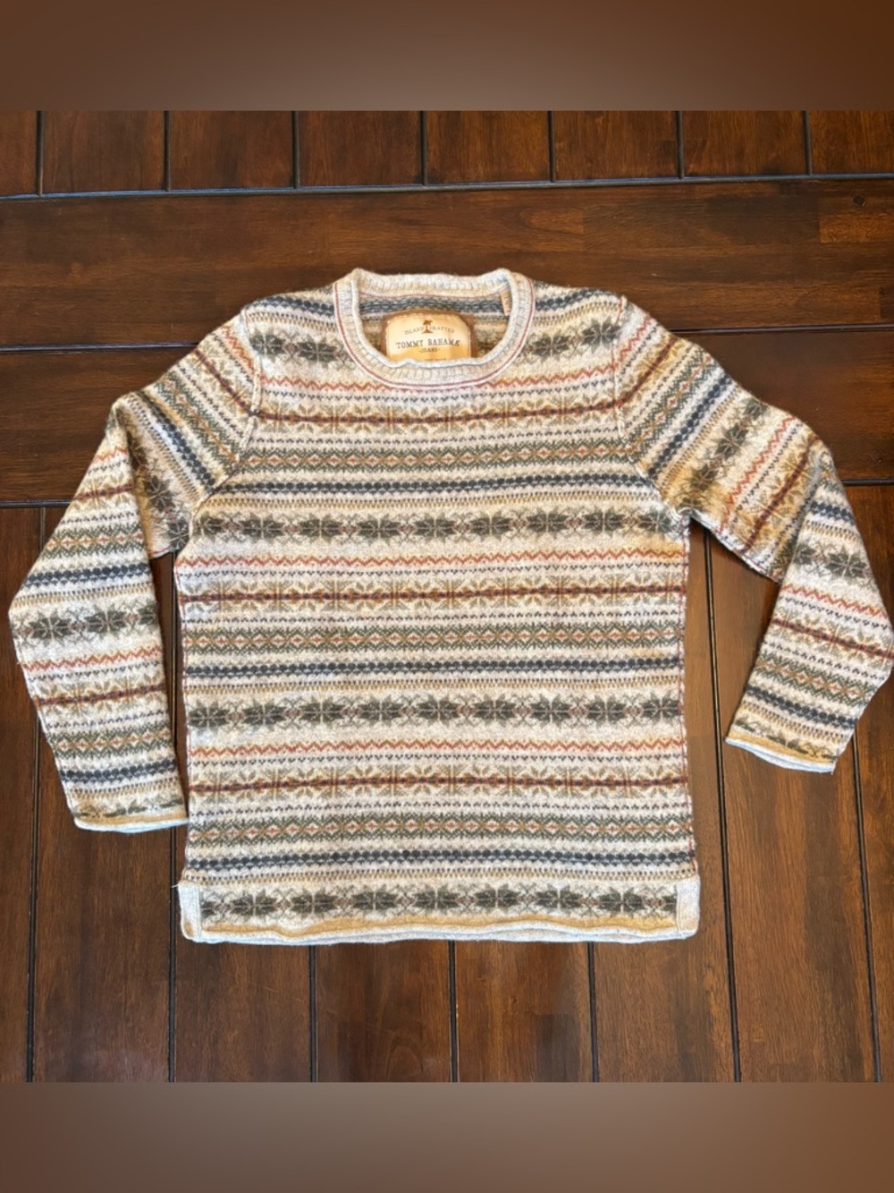 Tommy Bahama Island Crafted Lambs Wool Fair Isle Multicolor Sweater Medium